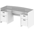 Kathy Ireland New York Skyline by Bush Furniture 63W Bowfront Double Pedestal Desk, Plumeria White