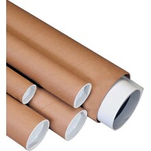 4 x 20 - Quill Brand® Kraft Mailing Tube with Caps, 15/Case
