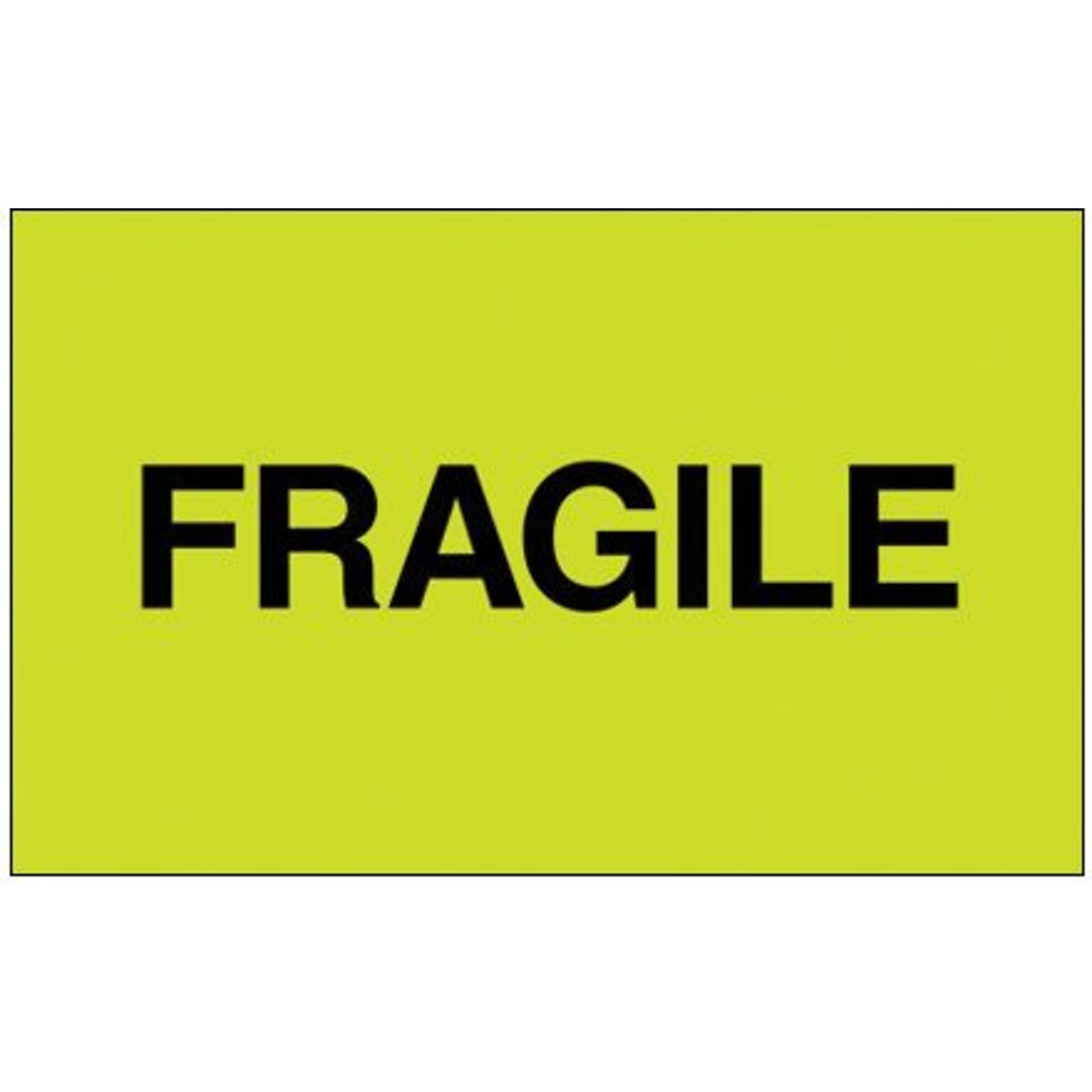 Tape Logic® Labels, Fragile, 3 x 5, Fluorescent Green, 500/Roll