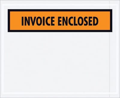 Quill Brand® Packing List Envelope, 4 1/2" x 5 1/2" Orange Panel Face "Invoice Enclosed", 1000/Case