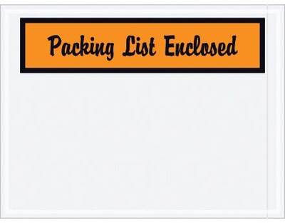Quill Brand Packing List Envelope, 4 1/2 x 6 - Orange Panel Face, Packing List Enclosed, 1000/Ca