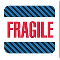 4 x 4 Fragile (Black/Blue Stripes) Label