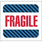 4 x 4" Fragile (Black/Blue Stripes) Label