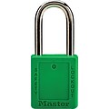 Master Lock® Safety Tumbler Padlocks, 6 Pin, Xenoy, Green, Keyed Different, 6/Box