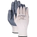 Ansell® HyFlex® Coated Gloves, Foam Nitrile, Knit-Wrist Cuff, Size 10, White/Grey, 12 Pair/Box