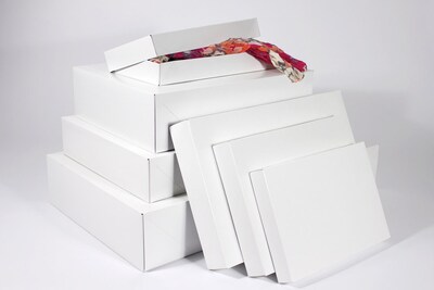 Boxit Two-Piece Apparel Box, White Frost (Gloss), 15 x 9.5 x 2