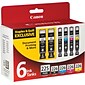 Canon 225/226 Black/Photo Black/Cyan/Magenta/Yellow Standard Yield Ink Cartridge, 6/Pack (4530B012)