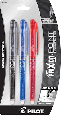 Pilot FriXion Point Erasable Gel Pens, Extra Fine Point, Assorted Ink, 3/Pack (31579)