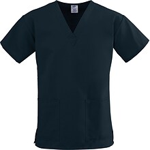 Medline ComfortEase Ladies Two-pockets V-neck Scrub Tops, Black, Large