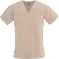 ComfortEase™ Ladies Two-pockets V-neck Scrub Tops, Khaki, Medium