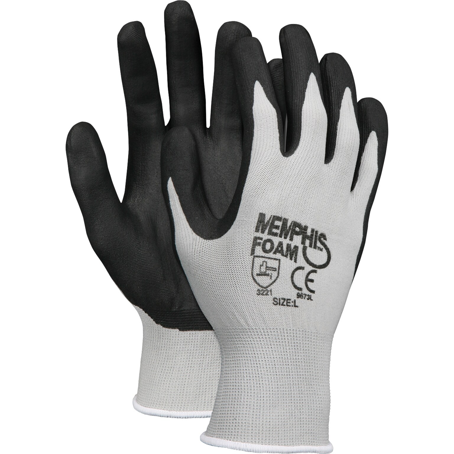 Memphis™ Economy Foam Nitrile Gloves, Small, Gray/Black, 12 Pairs