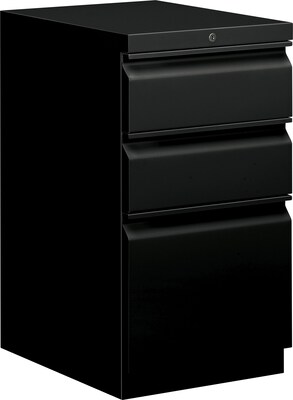 HON Brigade 3-Drawer Mobile Vertical File Cabinet, Letter Size, Lockable, 28H x 15W x 20D, Black