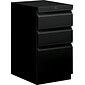 HON Brigade 3-Drawer Mobile Vertical File Cabinet, Letter Size, Lockable, 28"H x 15"W x 20"D, Black (H33720RP)