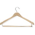 Honey Can Do Contoured Suit Hanger With Locking Bar - Maple, 6/Pack