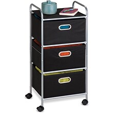 Honey Can Do 3 Drawer Fabric Storage Cart, Black (CRT-02184)