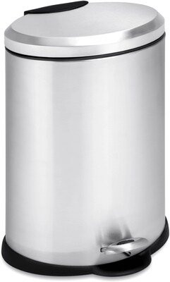 Honey-Can-Do Stainless Oval Steel Step Trash Can with Lid, Silver, 3.17 Gallon (TRS-01447)