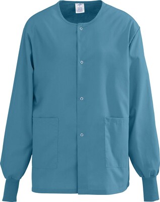 AngelStat® Unisex Two-pockets Snap-front Warm-up Scrub Jackets, Peacock, 2XL