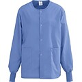 AngelStat® Unisex Two-pockets Snap-front Warm-up Scrub Jackets, Ceil Blue, Medium