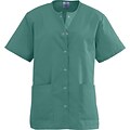 Angelstat® Ladies Two-pockets Jewel Neck Snap-front Scrub Tops; Emerald, Medium