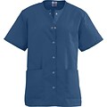 Angelstat® Ladies Two-pockets Jewel Neck Snap-front Scrub Tops, Navy Blue, 3XL