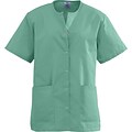 Angelstat® Ladies Two-pockets Jewel Neck Snap-front Scrub Tops, Jade, Small