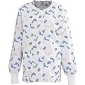 ComfortEase™ Ladies Two-pockets Jewel Neck Warm-up Scrub Jackets, Baby Foot Print, XL