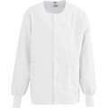 Medline ComfortEase Unisex Two-pockets Warm-up Scrub Jackets, White, Large