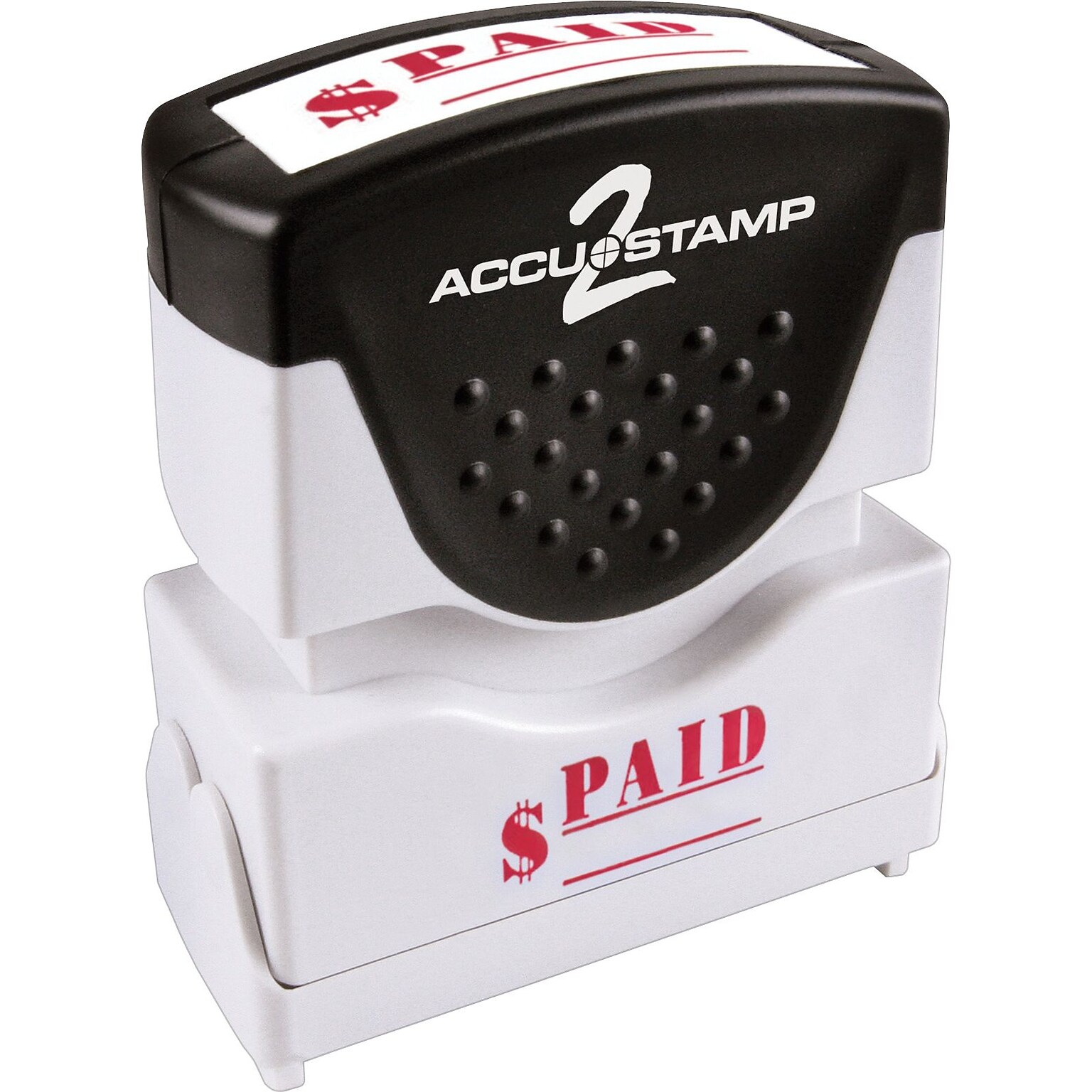 Accu-Stamp2 One-Color Pre-Inked Shutter Message Stamp, PAID, 1/2 x 1-5/8 Impression, Red Ink (035578)