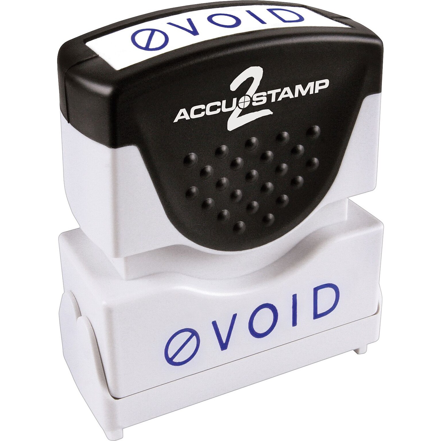Accu-Stamp2 One-Color Pre-Inked Shutter Message Stamp, VOID, 1/2 x 1-5/8 Impression, Blue Ink (035584)