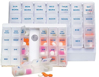 Healthcare Logistics Seven Day Deluxe Pill Boxes, 48/Pack