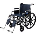 Medline Excel Extra-wide Wheelchairs, 20 W x 18 D Seat, Removable Full Arm, Elevating Leg