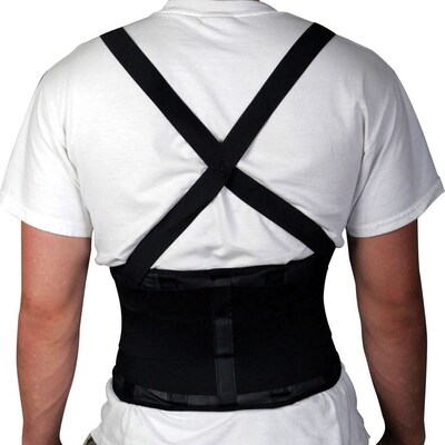 Medline Standard Back Support with Suspenders, Black, 2XL, 42 - 46 L x 10 H, Each