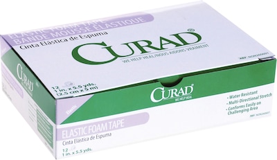 Curad® Elastic Foam Adhesive Tapes, 5 1/2 yds L x 4 W, 18/Pack