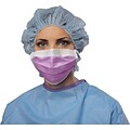 Medline Fluid-resistant Standard Surgical Face Masks with Eyeshield and Ties, Purple, 100/Pack