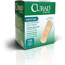 Curad® Flex-Fabric™ Adhesive Bandages; Natural, 4 L x 2 W, 50 Bandages/Box, 12 Boxes/Case