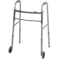 Medline Basic Two-button Folding Walkers, 5 Wheels, Adult, 32-38 H, 4/CT (MDS86410W54B)