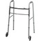 Medline Basic Two-button Folding Walkers, 5 Wheels, Adult, 32-38 H, 4/CT (MDS86410W54B)