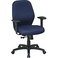 Office Star Fabric Manager Chair with Adjustable PU Padded Arm, Navy Fabric Seat