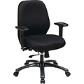 Office Star ProLine II Fabric Mid-Back Task Chair, Adjustable Arms, Black