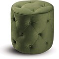 Office Star Avenue Six® Fabric Curves Tufted Round Ottoman, Spring Green Velvet