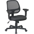Office Star EM20222-3 Work Smart Mesh Mid-Back Task Chair with Fixed Arms, Black