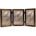 11435T Antique Gold Bead 3-1/2 x 5 Hinged Triple Picture Frame