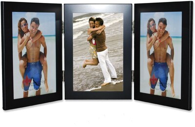 Lawrence Frames 4 x 6 Metal Black Hinged Triple Picture Frame (230043)