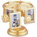 Wind Up Musical Carousel Picture Frame - Gold Sun, Moon, and Stars Design - Holds 6 2x3 Photos