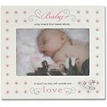 Cream And Pink Polka Dot 4x6 Picture Frame - Baby And Shoes Design