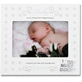 Cream And Blue Polka Dot 4x6 Picture Frame - Baby And Train Design