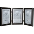 4x6 Hinged Triple (Vertical) Metal Picture Frame Oil Rubbed Bronze with Delicate Beading