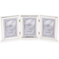 510745T Silver Plated Double Bead 4x5 Hinged Triple Picture Frame