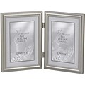 4x6 Hinged Double (Vertical) Metal Picture Frame Pewter Finish with Delicate Beading