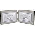 4x6 Hinged Double (Horizontal) Metal Picture Frame Pewter Finish with Delicate Beading